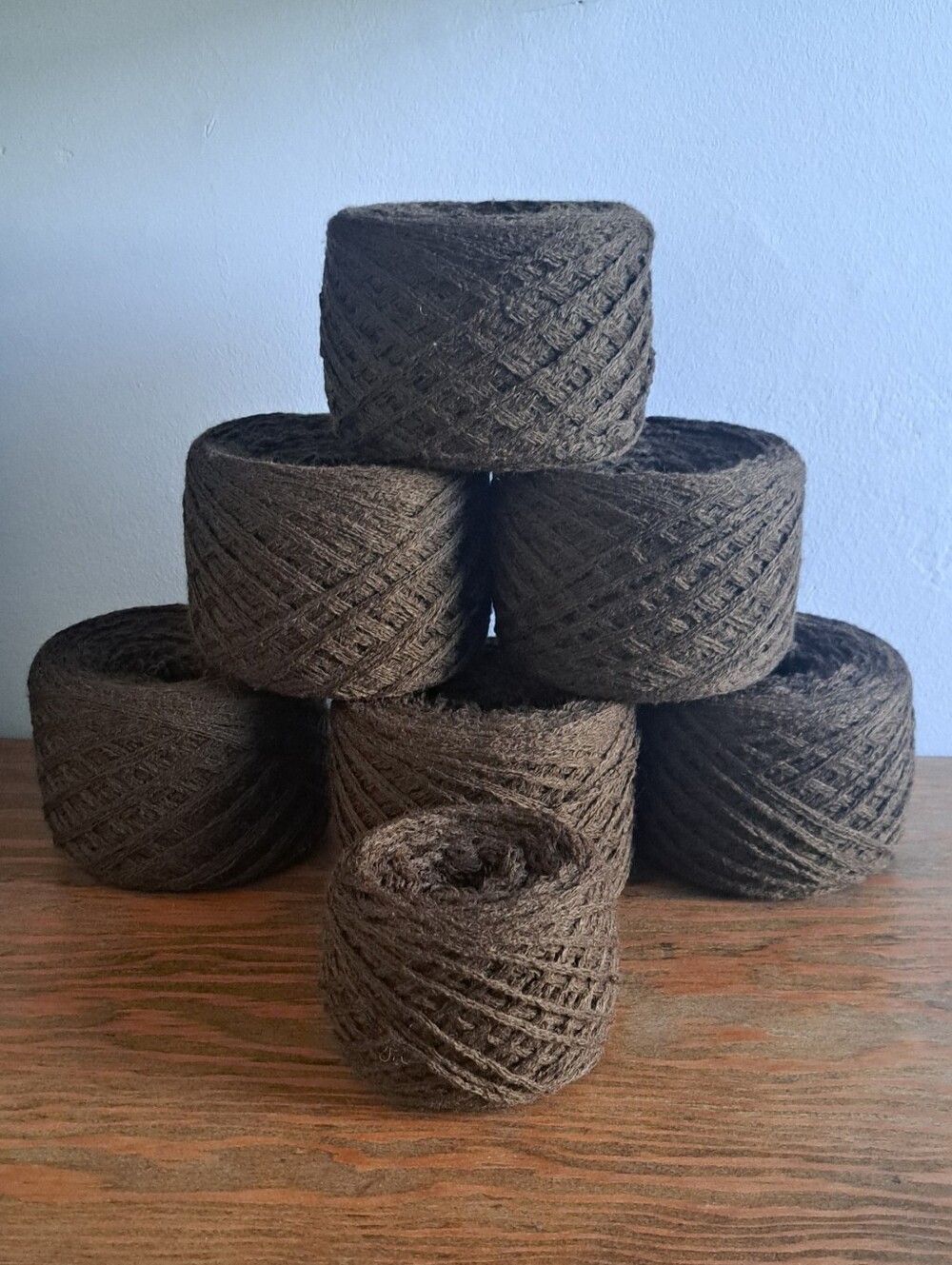 Worsted Wool Blend Dark Brown Yarn Lot, 650g